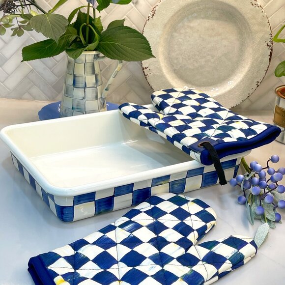 MacKenzie-Childs Other - MacKenzie-Childs Heavy gauge Baking Set in Royal Check--NEW in lovely gift box